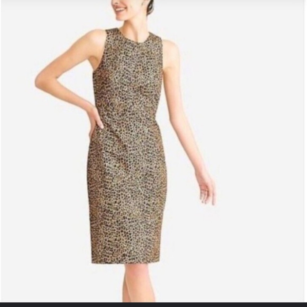 Sleeveless Leopard Print Sheath Dress - Brown